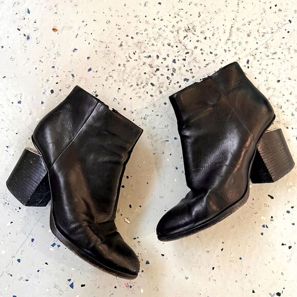 Alexander Wang Gabi Women's Boots Black Leather Side Zip Casual Ankle Boots 7.5